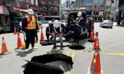 六合路尚信街口道路淘空0