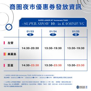 SUPER JUNIOR開唱倒數 高市府祭商圈夜市優惠券