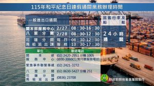 和平紀念日連假 基隆關持續服務