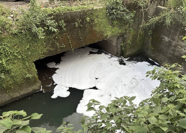 基隆碇內大排 出現白色泡沫