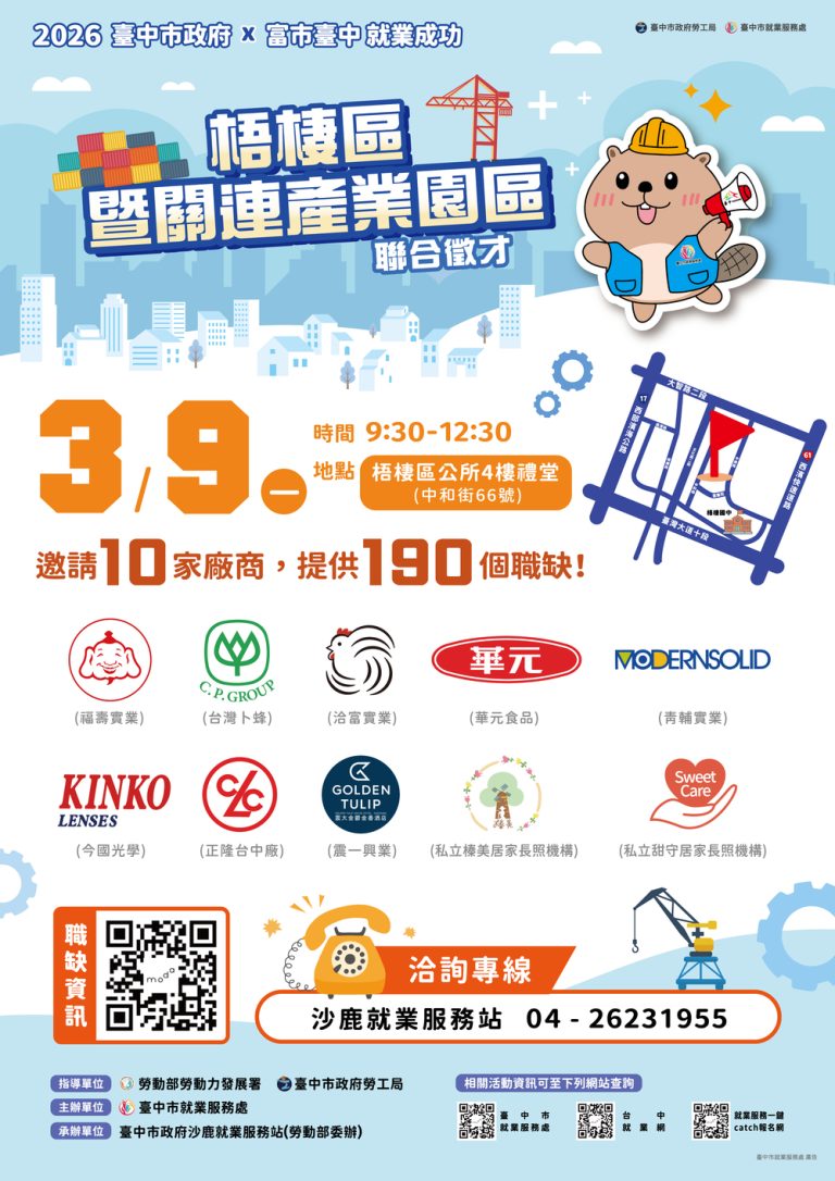 梧棲區暨關連產業園區徵才 9日登場