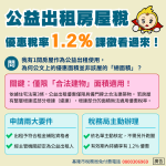 稅務天地/ 公益出租僅限合法建物 可適用優惠稅率1.2%課徵房屋稅