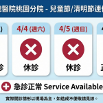 清明連假 北榮桃園分院依門診表正常開診