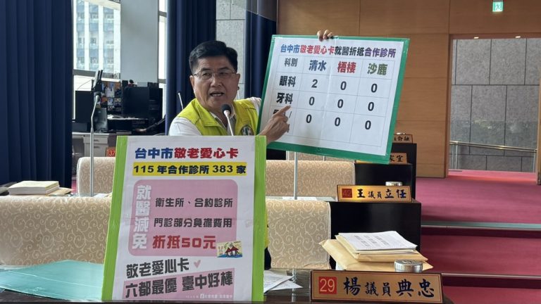 中市敬老愛心卡就醫折抵 楊典忠質疑效果不大