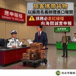 旅客受託攜帶商品或樣品入境 應主動向海關申報