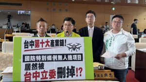 台中力推第十大產業鏈 議員楊典忠質疑藍白立委卻刪無人機預算