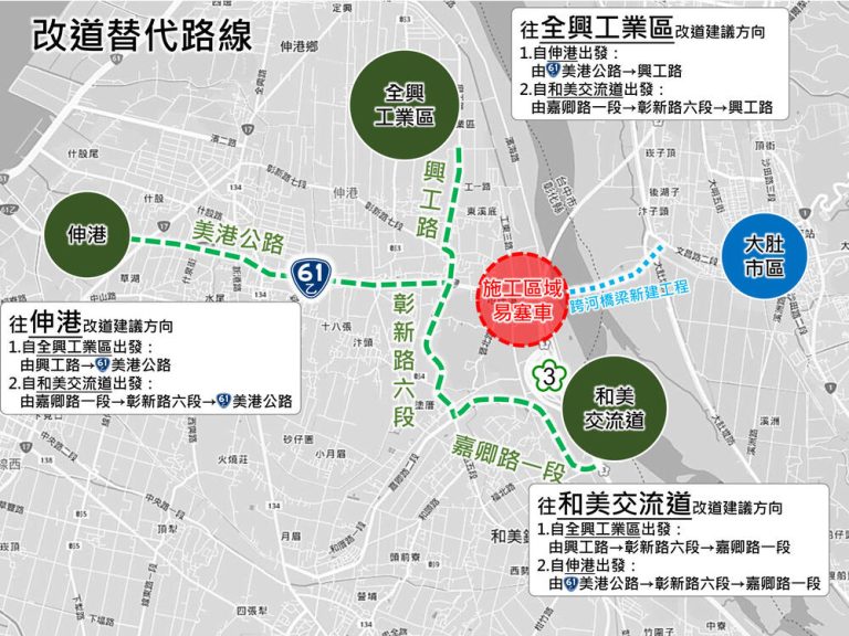 大肚和美橋第二階段交管 17、18日路面封閉施工