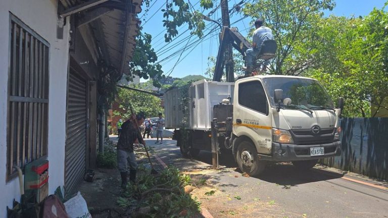 基市中山區通明街土石崩落 危險樹木提前修剪