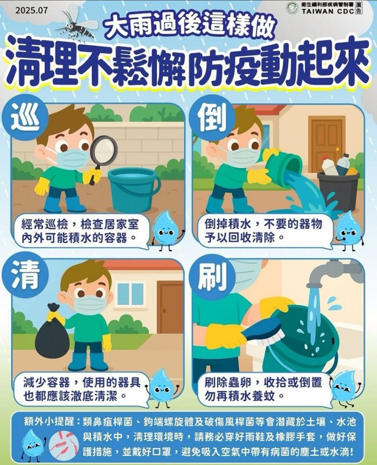 豪雨後衛生局籲落實清消遠離傳染病