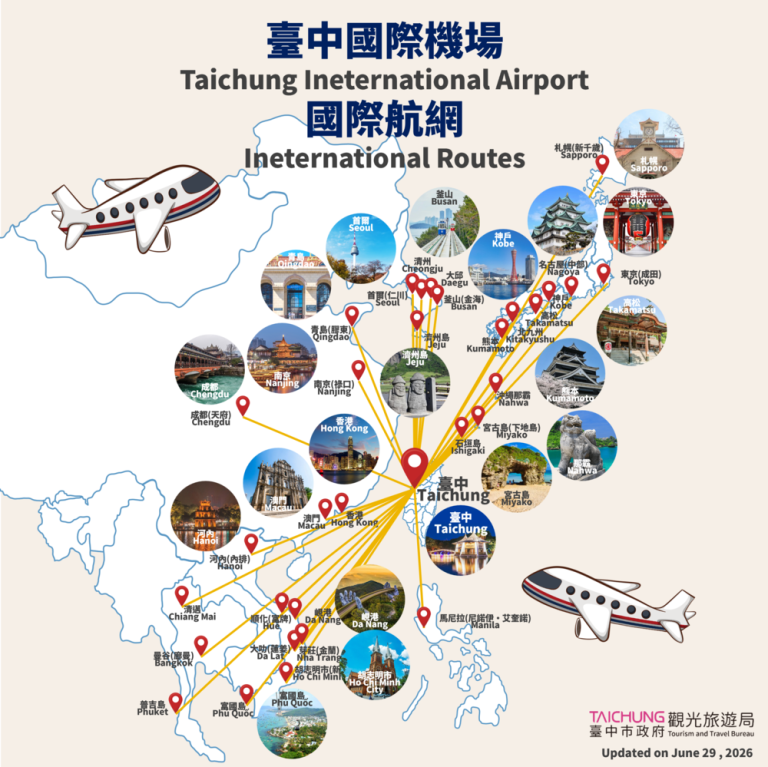 台中國際機場暑假又增3條新航線