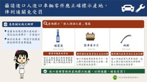 車輛零件產地標示 基隆關籲別踩雷