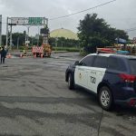 清水警方於颱風來襲時忙於維護交通安全