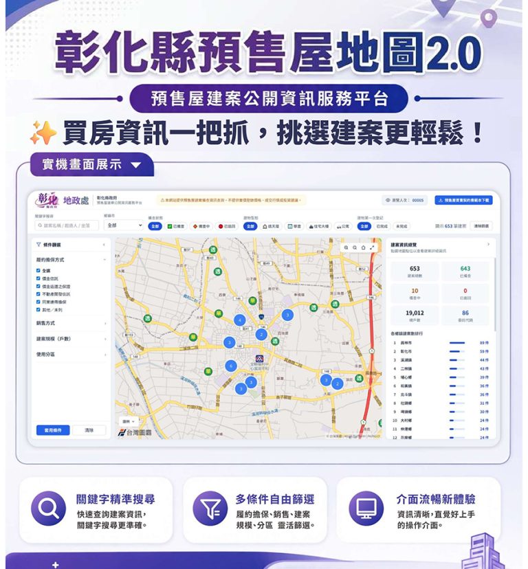 彰化縣預售屋地圖2.0升級上線