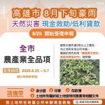 高雄市成功爭取農產全品項災害現金救助
