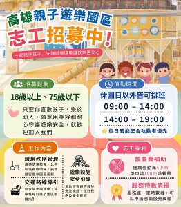 高雄親子遊樂園區招募志工