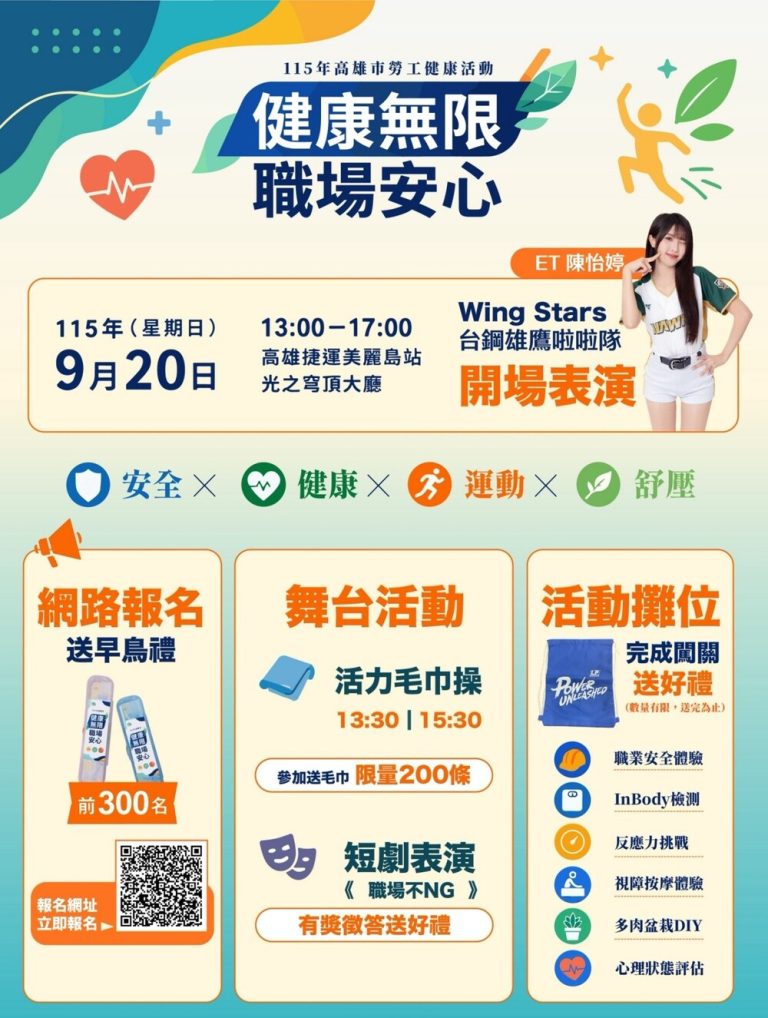勞工局邀您20日美麗島站 做伙動起來