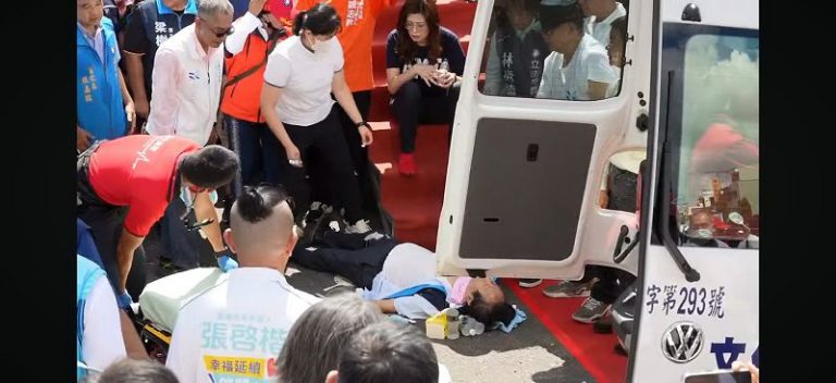 張啟楷競總成立 豔陽高照高溫曬暈國民黨市黨部主委蔡明顯 送醫救治